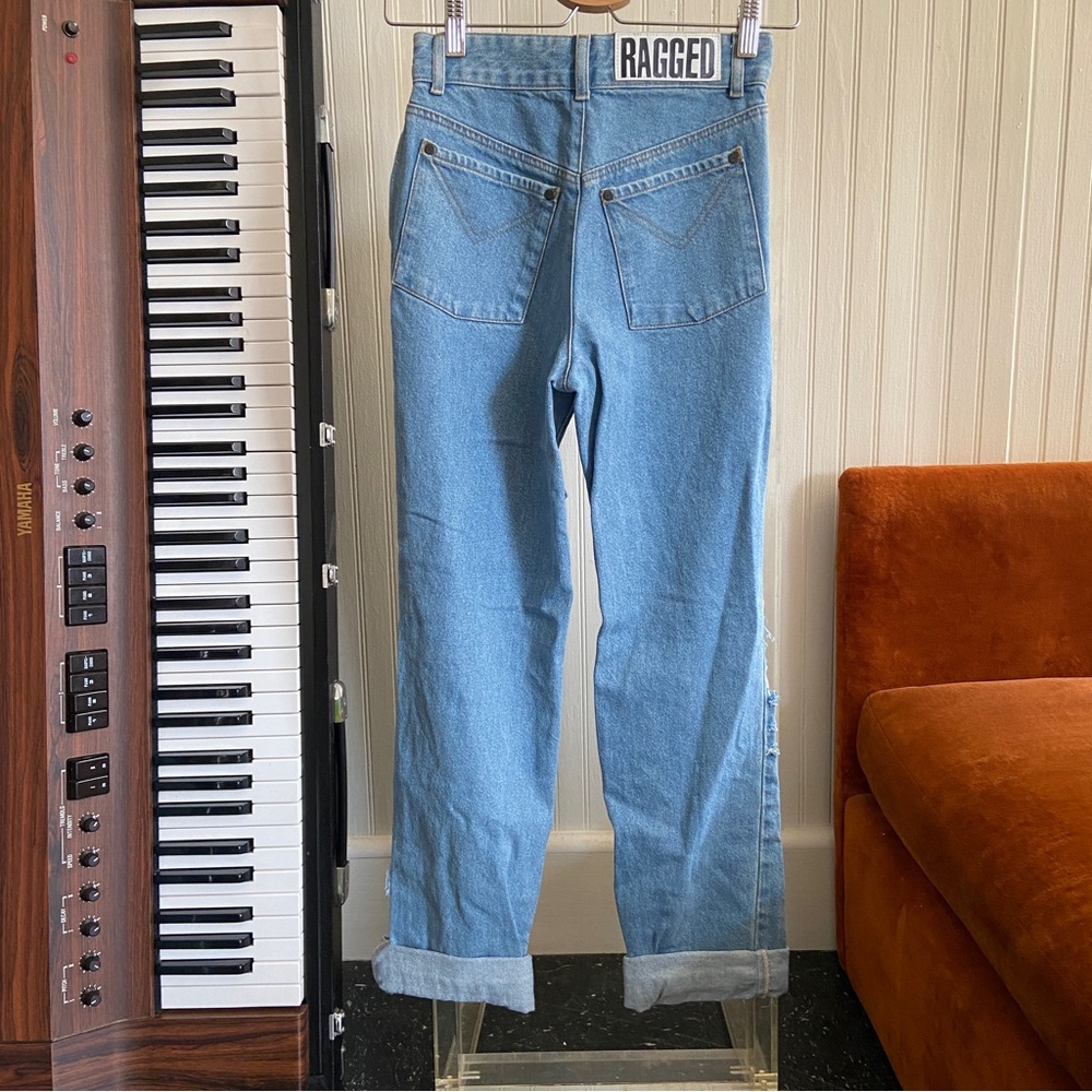 ragged priest light wash destroyed denim